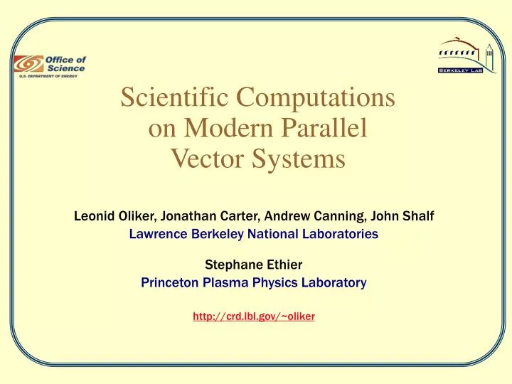 scientific computations on modern parallel vector systems