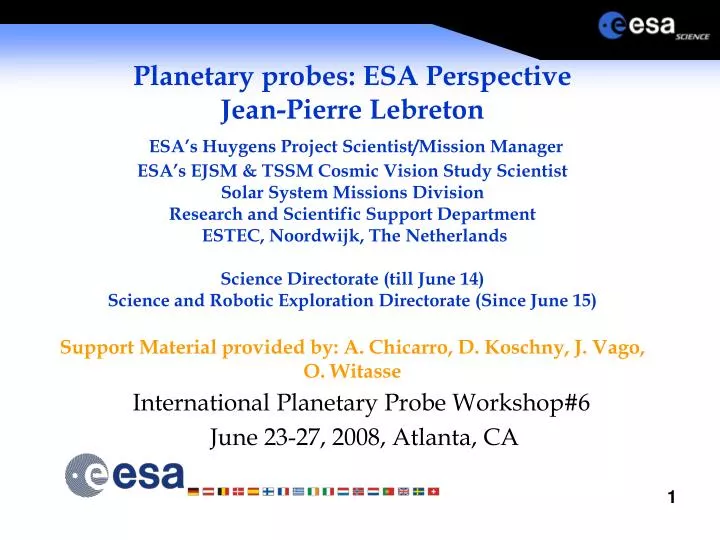 international planetary probe workshop 6 june 23 27 2008 atlanta ca