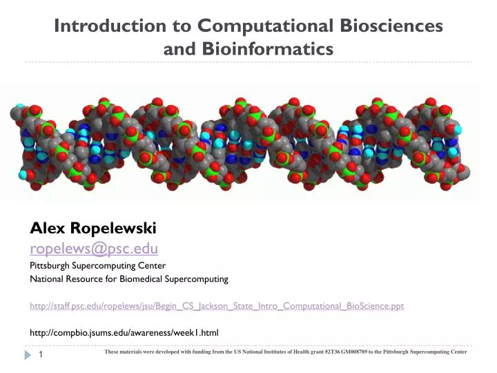 introduction to computational biosciences and bioinformatics
