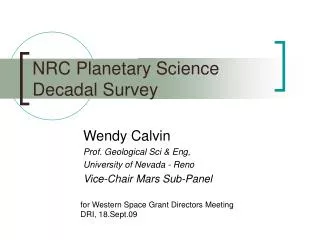 NRC Planetary Science Decadal Survey