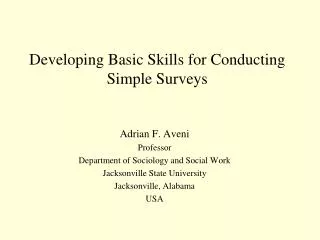 Developing Basic Skills for Conducting Simple Surveys