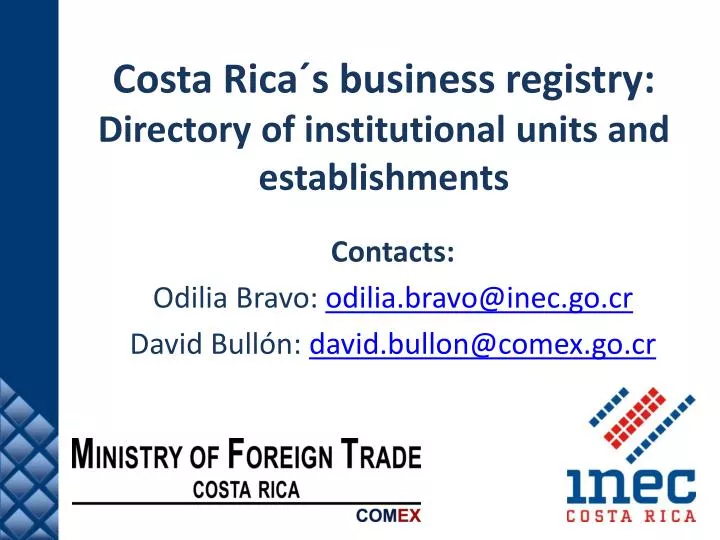 costa rica s business r egistry directory of institutional u nits and establishments