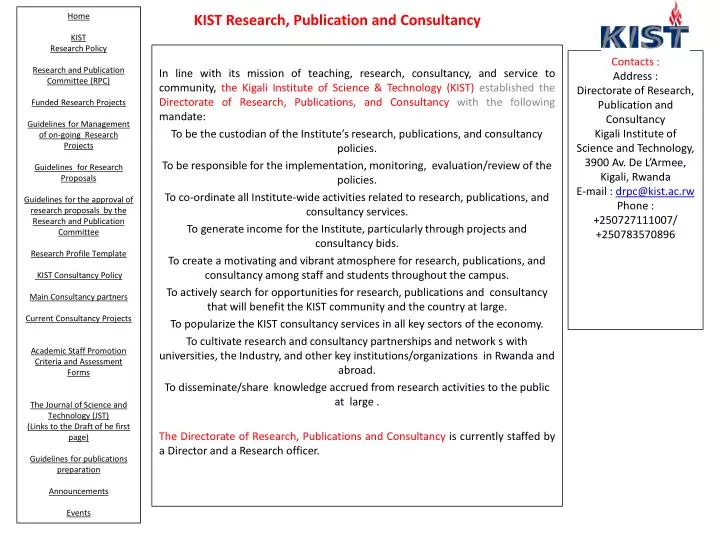 kist research publication and consultancy