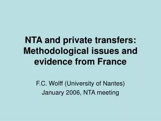 NTA and private transfers: Methodological issues and evidence from France