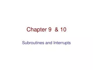 Chapter 9 &amp; 10