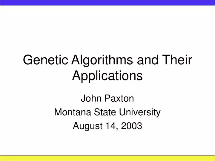 genetic algorithms and their applications