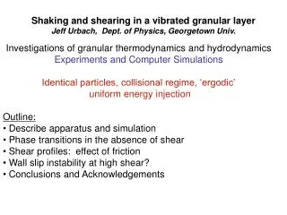 Investigations of granular thermodynamics and hydrodynamics Experiments and Computer Simulations