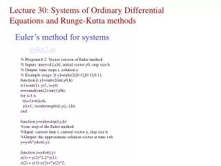 Lecture 30: Systems of Ordinary Differential Equations and Runge-Kutta methods