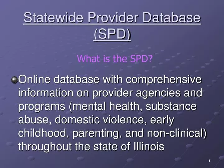 statewide provider database spd