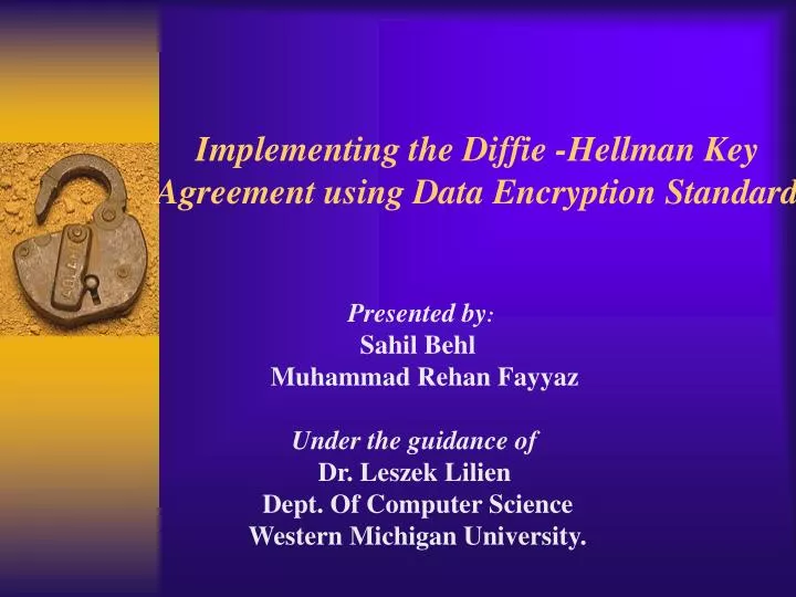 implementing the diffie hellman key agreement using data encryption standard