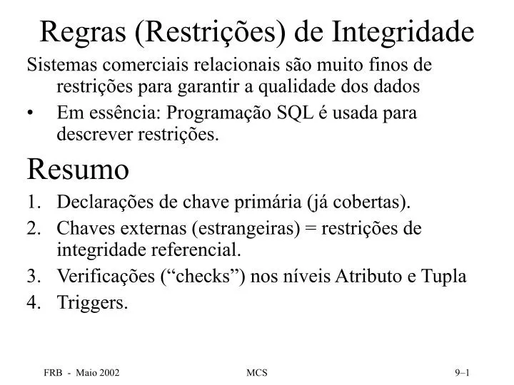 regras restri es de integridade