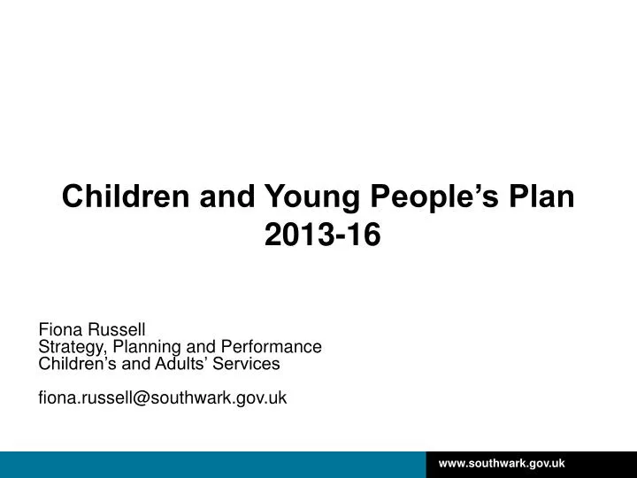 children and young people s plan 2013 16