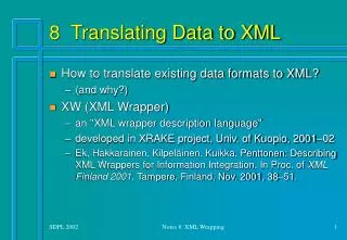 8 Translating Data to XML