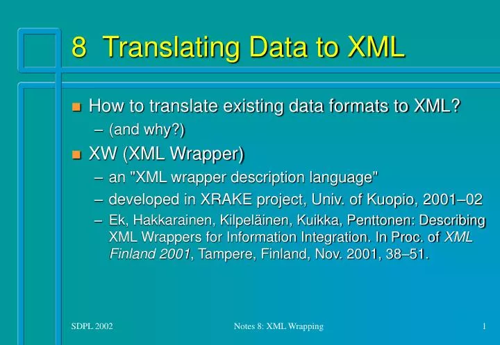 8 translating data to xml