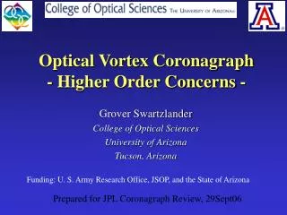 Optical Vortex Coronagraph - Higher Order Concerns -