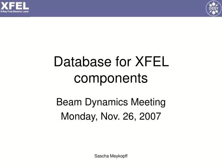database for xfel components