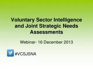 Voluntary Sector Intelligence and Joint Strategic Needs Assessments