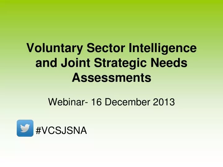 voluntary sector intelligence and joint strategic needs assessments