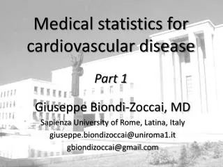 Medical statistics for cardiovascular disease Part 1