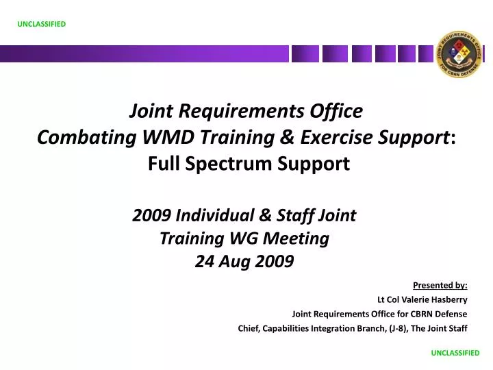 joint requirements office combating wmd training exercise support full spectrum support