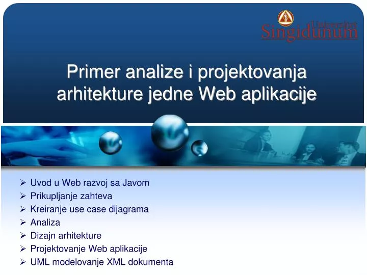 primer analize i projektovanja arhitekture jedne web aplikacije