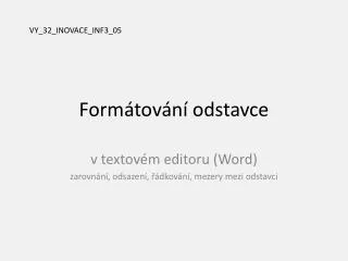form tov n odstavce