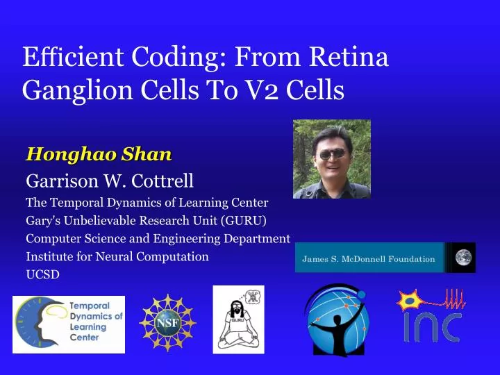 e cient coding from retina ganglion cells to v2 cells