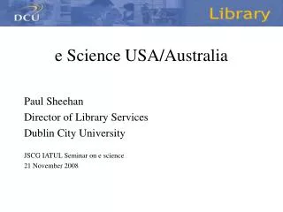 e Science USA/Australia