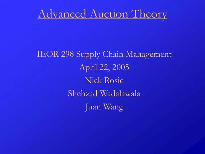 advanced auction theory