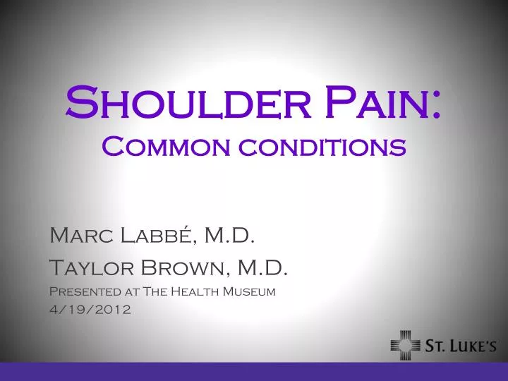 shoulder pain common conditions
