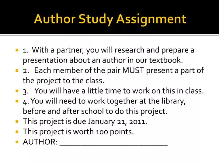 author study assignment