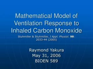 Mathematical Model of Ventilation Response to Inhaled Carbon Monoxide
