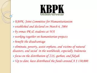 KBPK: Joint Committee for Humanitarianism established and declared on March 6, 2004