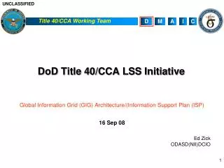 DoD Title 40/CCA LSS Initiative