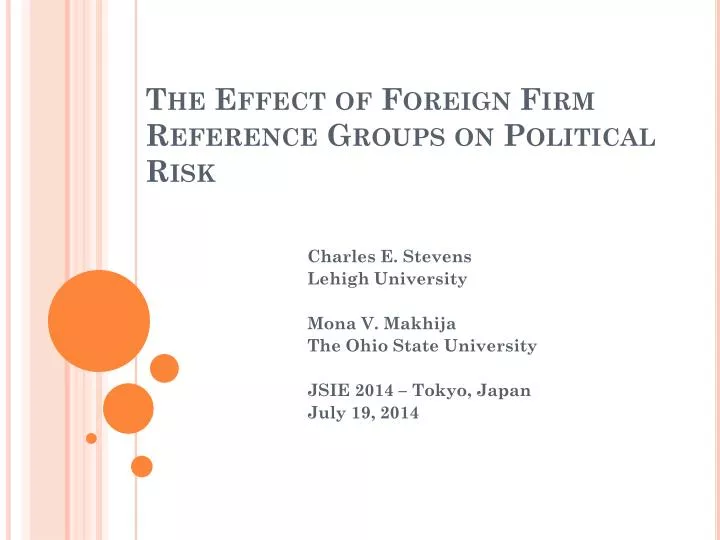 the effect of foreign firm reference groups on political risk