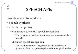 SPEECH APIs