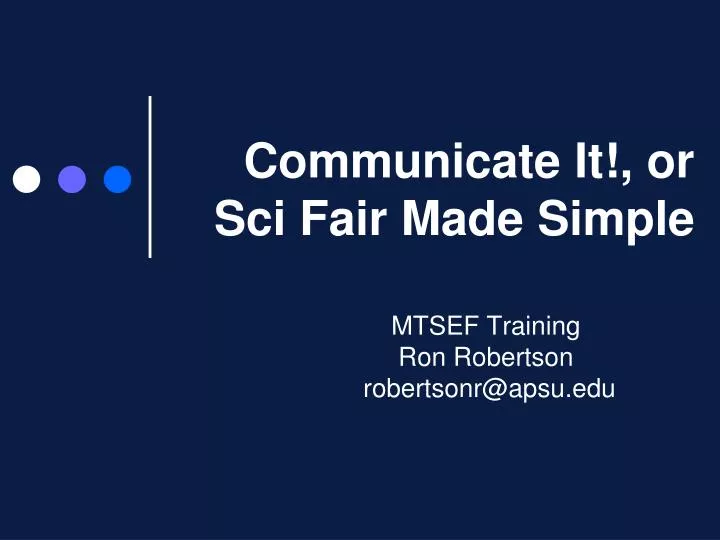 communicate it or sci fair made simple