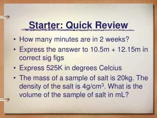 Starter: Quick Review