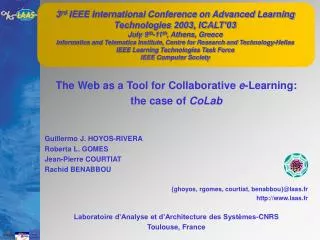 The Web as a Tool for Collaborative e -Learning: the case of CoLab Guillermo J. HOYOS-RIVERA
