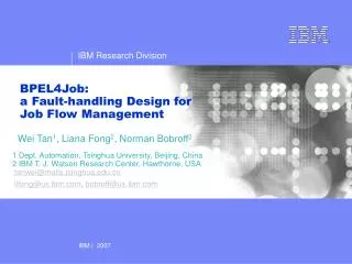 BPEL4Job: a Fault-handling Design for Job Flow Management