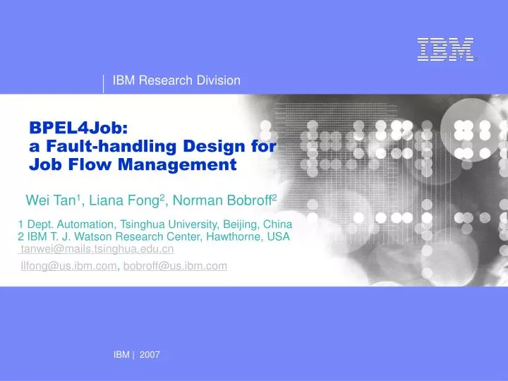 bpel4job a fault handling design for job flow management
