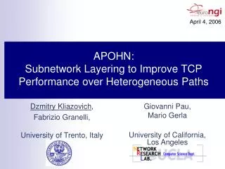 APOHN: Subnetwork Layering to Improve TCP Performance over Heterogeneous Paths