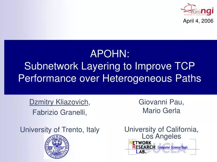 apohn subnetwork layering to improve tcp performance over heterogeneous paths