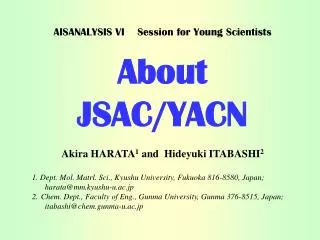 AISANALYSIS VI Session for Young Scientists About JSAC/YACN