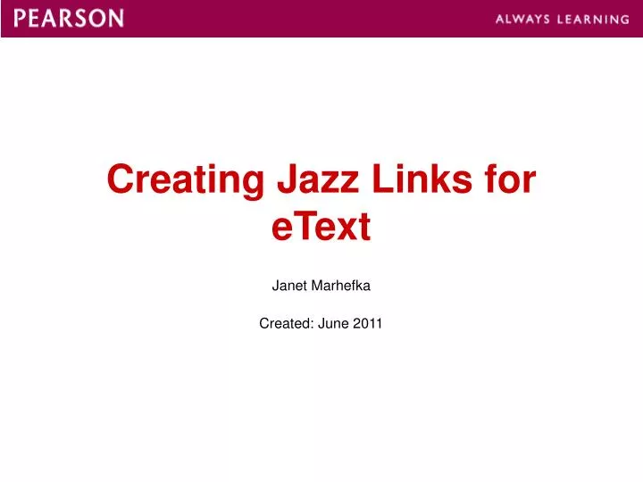 creating jazz links for etext