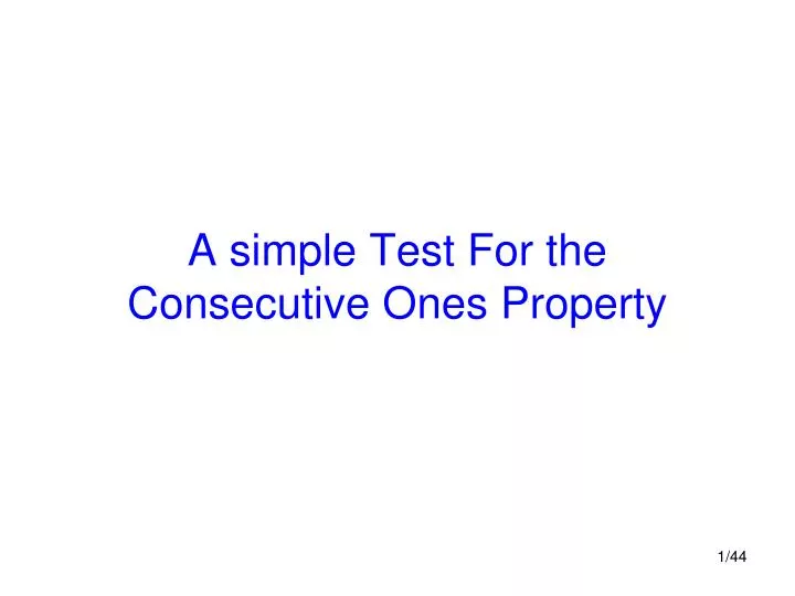 a simple test for the consecutive ones property