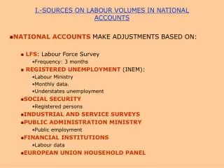 I.-SOURCES ON LABOUR VOLUMES IN NATIONAL ACCOUNTS