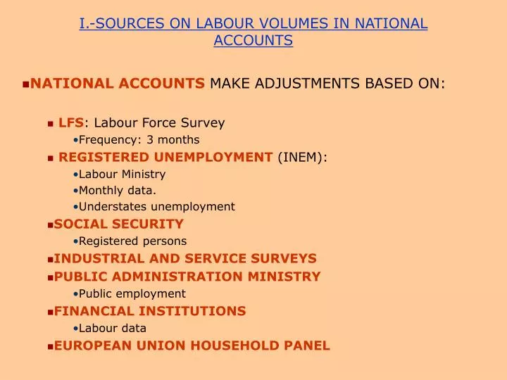 i sources on labour volumes in national accounts