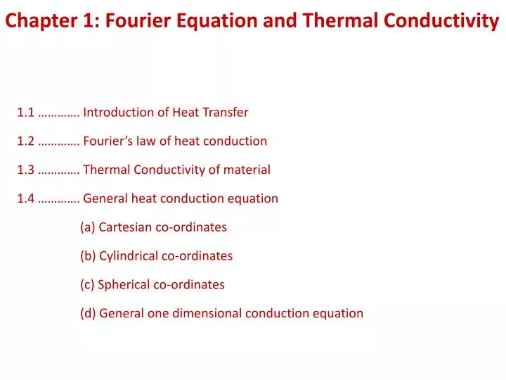 chapter 1 fourier equation and thermal conductivity