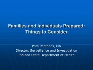 Families and Individuals Prepared: Things to Consider
